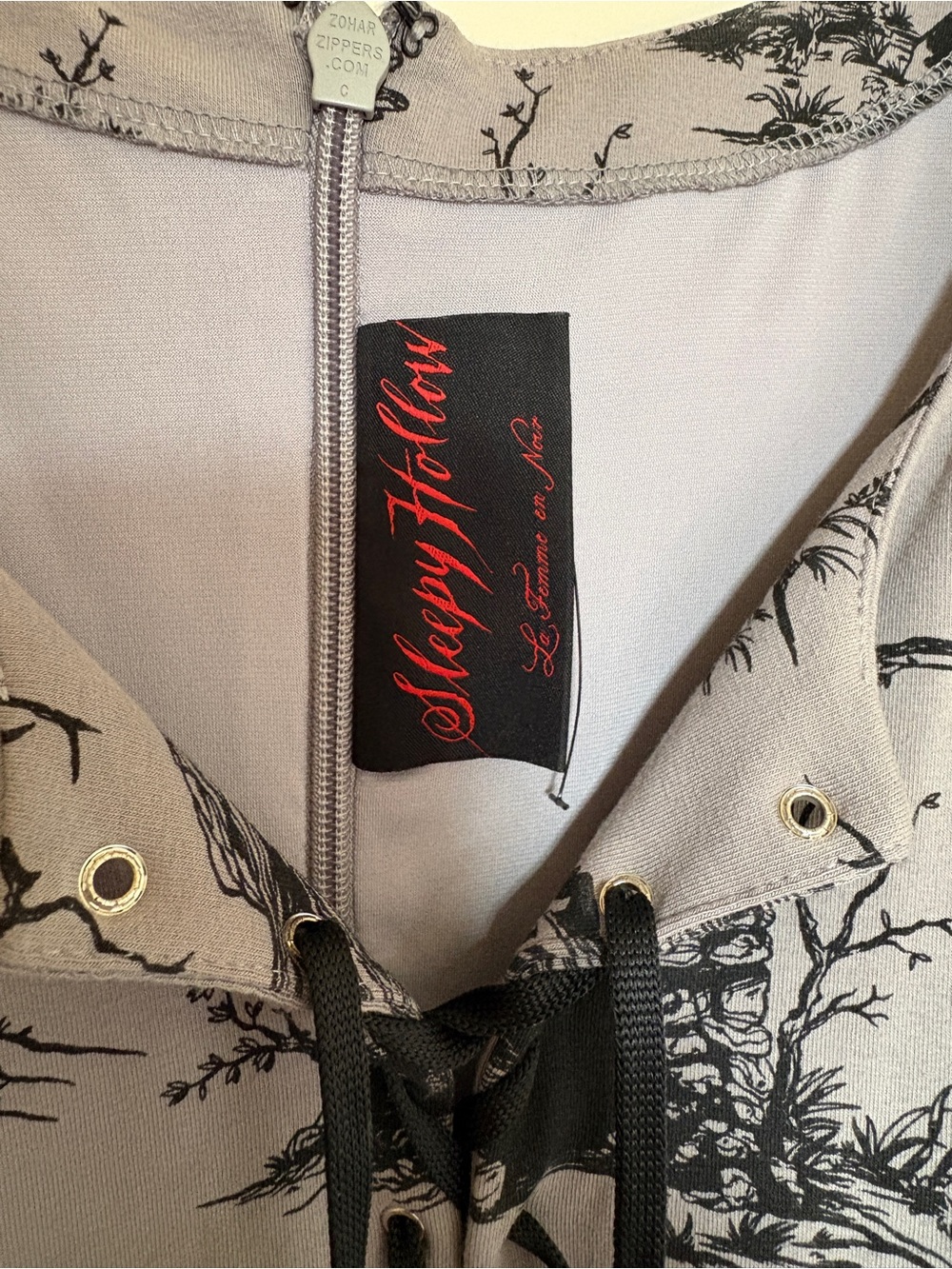 Le Femme En Noir Gothic Sleepy Hollow Halloween retro dress size L grey - Picture 3 of 8